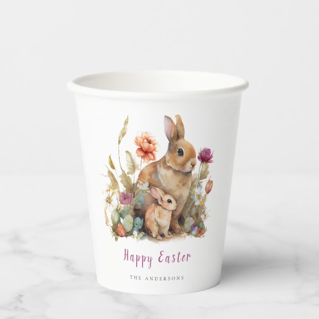 Floral Oaster Bunnies Pappbecher (Vorderseite)