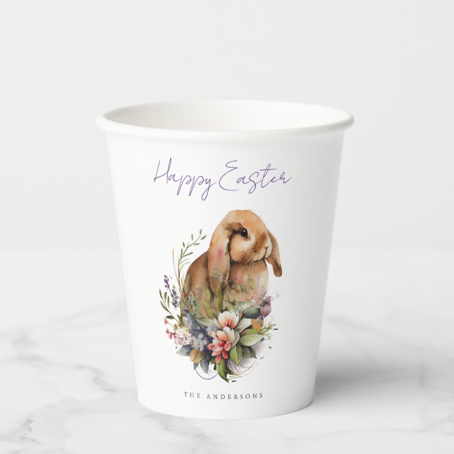 Floral Oaster Bunny Pappbecher (Vorderseite)