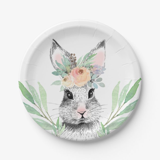 Floral Oaster Bunny Pappteller (Vorderseite)