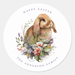 Floral Oaster Bunny Runder Aufkleber