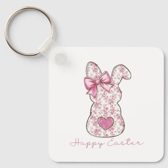 Floral Oaster Bunny Schlüsselanhänger (Vorderseite)