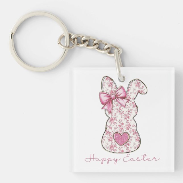 Floral Oaster Bunny Schlüsselanhänger (Vorderseite)