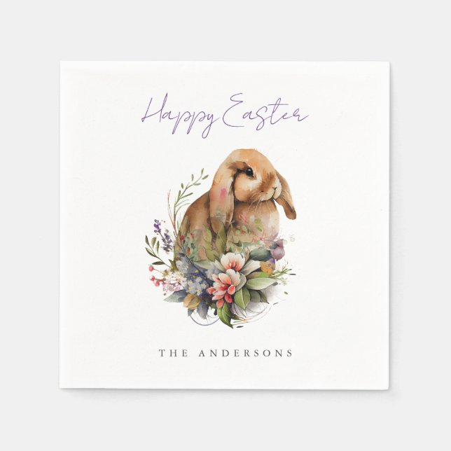 Floral Oaster Bunny Serviette (Vorderseite)
