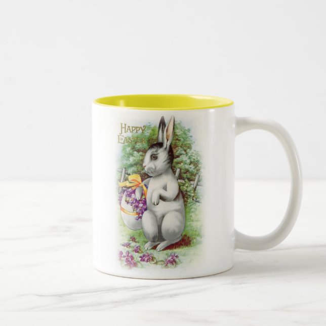 Floral Oaster Bunny Zweifarbige Tasse (Rechts)