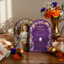 Floral Oaster Somebunny's mit einem Geburtstag-Fot Einladung