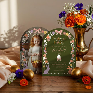 Floral Oaster Somebunny's mit einem Geburtstag-Fot Einladung