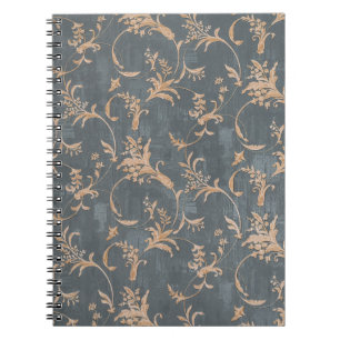 Floral old retro vintage ornament wallpaper on bac notizblock