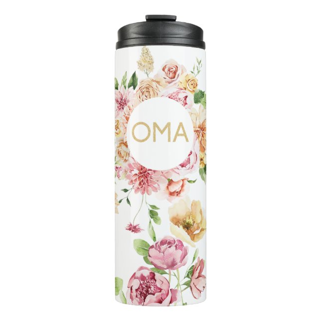 Floral Oma Gift Tumbler Thermosbecher (Vorderseite)
