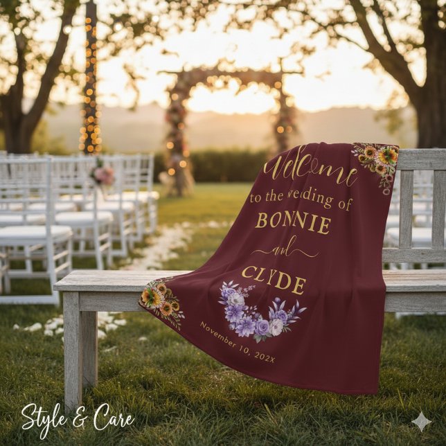 Floral on Maroon Wedding Welcome 50"x60" size Fleecedecke (Floral on Maroon Wedding Welcome 50x60 size Fleece Blanket)