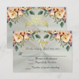Floral on Pastel Green Quinceanera RSVP Karte