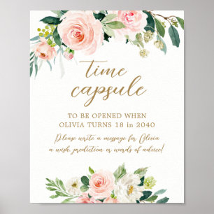 Floral onderly Birthday Time Kapselunterschrift Poster