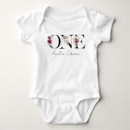 Floral ONE Baby Mädchen 1. Geburtstags- und Namens Strampler