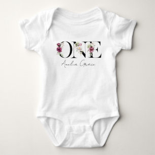 Floral ONE Baby Mädchen 1. Geburtstags- und Namens Strampler
