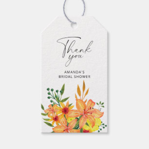 Floral orange Brautparty vielen Dank Geschenkanhänger