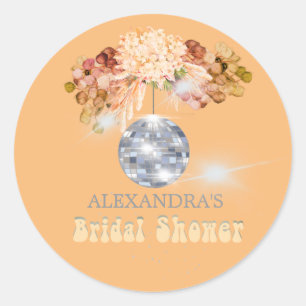 Floral Orange Disco Ball Brautparty Aufkleber