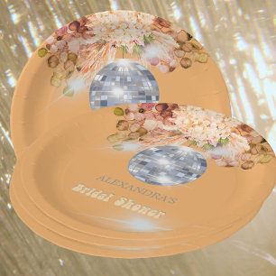 Floral Orange Disco Ball Brautparty Pappteller