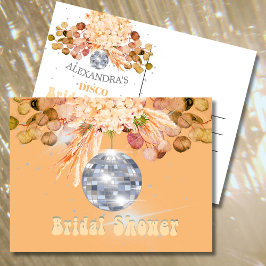 Floral Orange Disco Ball Brautparty Postkarte