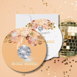 Floral Orange Disco Ball Bridal Dusche Einladung