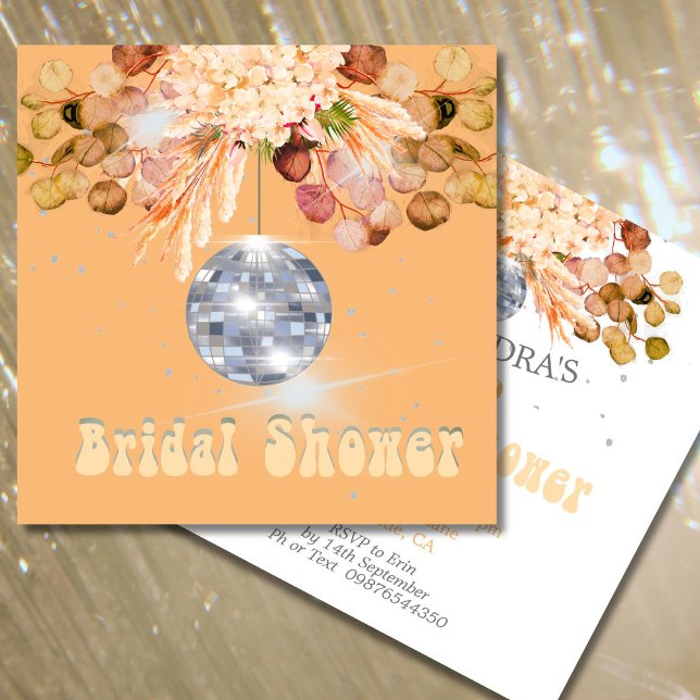 Floral Orange Disco Ball Bridal Dusche Einladung (Von Creator hochgeladen)