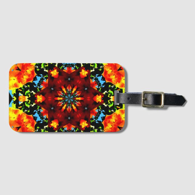 Floral Orange Gepäckanhänger (Vorderseite (Horizontal))