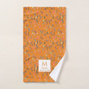 Floral-ORANGE-Monogramm WERTVOLL auf GOTT Handtuch