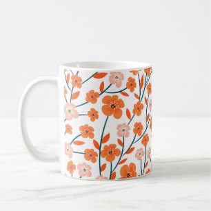 Floral Orange Pastell weiß Nahtlos Kaffeetasse