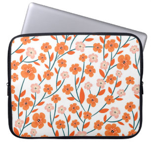 Floral Orange Pastell weiß Nahtlos Laptopschutzhülle