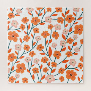 Floral Orange Pastell weiß Nahtlos Puzzle