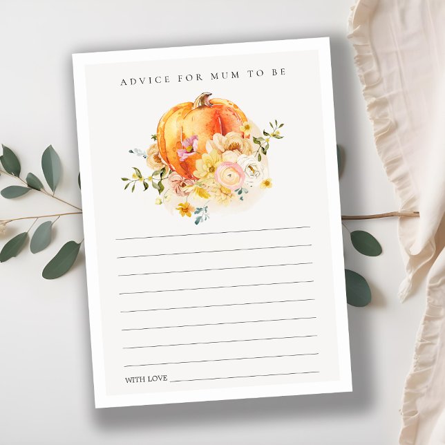 Floral Orange Pumpkin Beratung für Mum Baby Dusche Begleitkarte (Von Creator hochgeladen)
