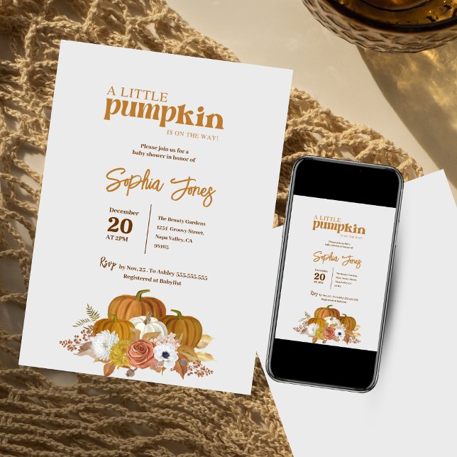 Floral | Orange | Wasserfarbe Pumpen Babydusche Einladung (Von Creator hochgeladen)