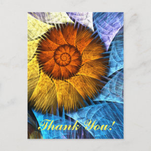 Floral Orange Yellow Blue Abstrakt Art Danke Postkarte