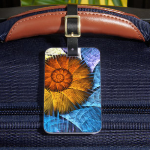 Floral Orange Yellow Blue Abstrakte Kunstadresse Gepäckanhänger