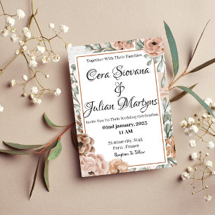 Floral orchid frame wedding einladung