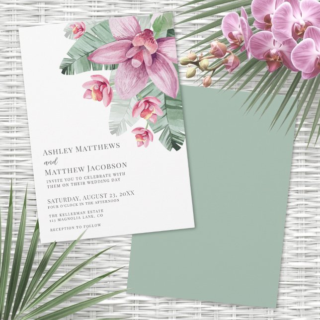 Floral Orchid Tropical Wedding Einladung (Floral Orchid Tropical Wedding Invitation)