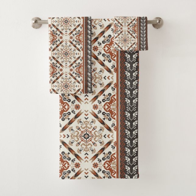 Floral Oriental Ethnic Muster Badhandtuch Set (Insitu)