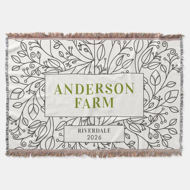 Floral Ornament Family Name, Black and White Decke (Vorderseite)