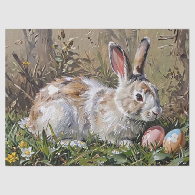 Floral Oster Bow Bunny Rabbit und Eier Seidenpapier (Vorderseite)