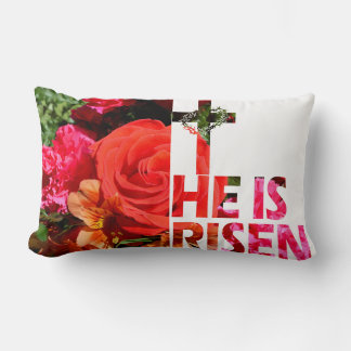 Floral Ostern "He is Risen" Holiday Throw Kissen
