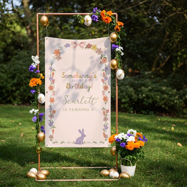 Floral Ostern Sonnige sonnen haben einen Geburtsta Banner (Floral Easter Bunny Somebunny’s Having a Birthday Banner)