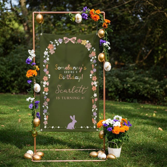 Floral Ostern Sonnige sonnen haben einen Geburtsta Banner (Floral Easter Bunny Somebunny’s Having a Birthday Banner)