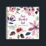 Floral Our Bucket List Keepake Journal Notizbuch<br><div class="desc">Dieses Journal hat Blume verstreut,  die die Wörter Unsere Eimerliste und die Namen der Paare umkreisen. Es ist das perfekte Hochzeitsgeschenk,  damit sich die Neuvermählten eine gemeinsame Eimerliste erträumen können. Original Design Clare Swindlehurst (c)</div>