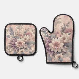 Floral Oven Gloves Ofenhandschuh & Topflappen-Set