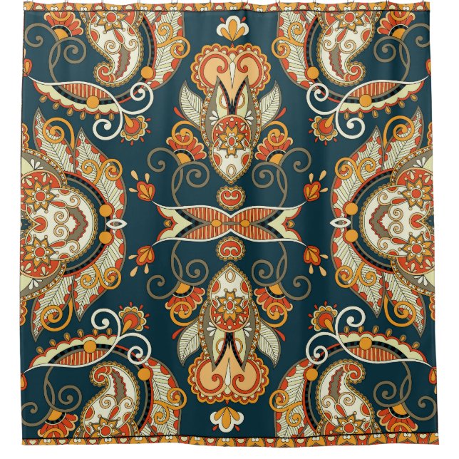 Floral Paisley Bandanna: Traditionelle Ornament Duschvorhang (Vorderseite)