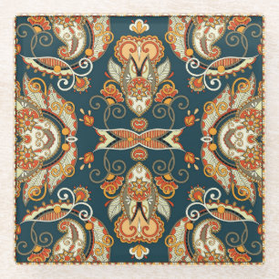 Floral Paisley Bandanna: Traditionelle Ornament Glasuntersetzer