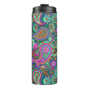 Floral Paisley nahtloses Muster II + Ihre Ideen Thermosbecher