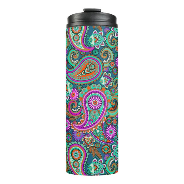 Floral Paisley nahtloses Muster II + Ihre Ideen Thermosbecher (Vorderseite)