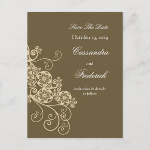 Floral Paisley Vintag Chic Save the Date elegant Ankündigungspostkarte