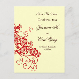 Floral Paisley Vintag Chic Save the Date elegant Ankündigungspostkarte