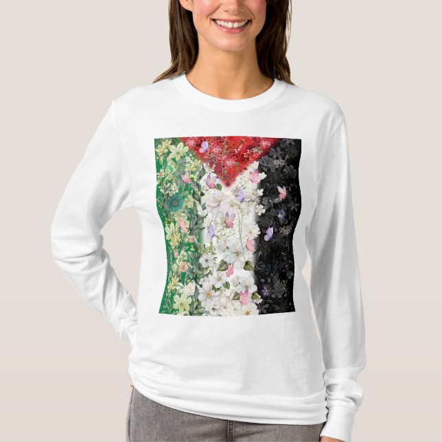 Floral Palestine Map - Free Palestine Map T - Shir T-Shirt (Vorderseite)