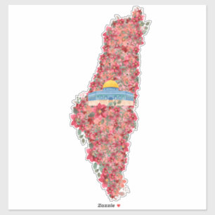 Floral Palestine map Kuppel Rock al Quads Geschenk Aufkleber
